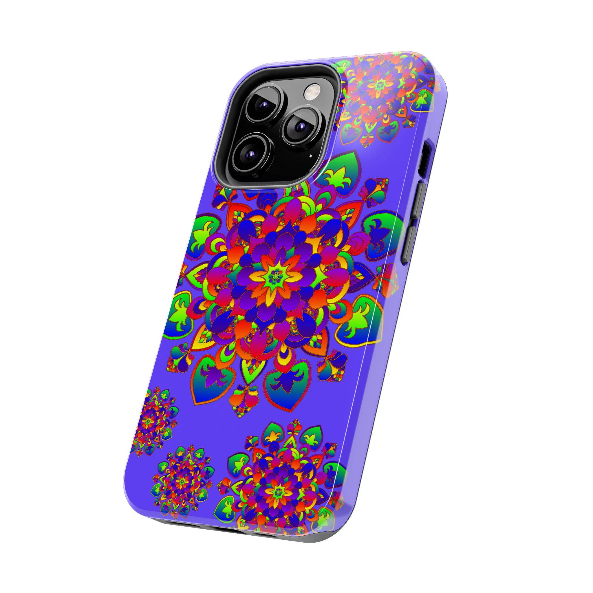 Colorful hand drawn mandala rainbow design phone case for stylish protection