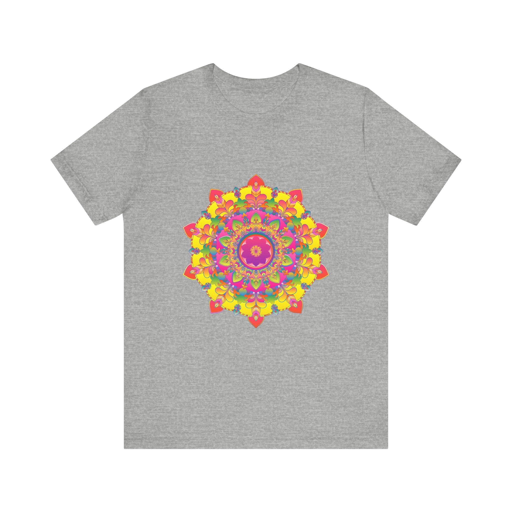 Vibrant mandala tee with a colorful floral design, perfect for adding a pop of color to your wardrobe