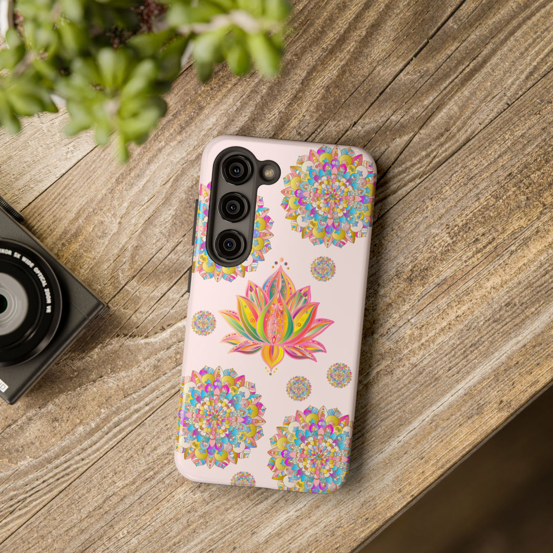 Beautiful light pink lotus flower mandala design phone case for protection and style