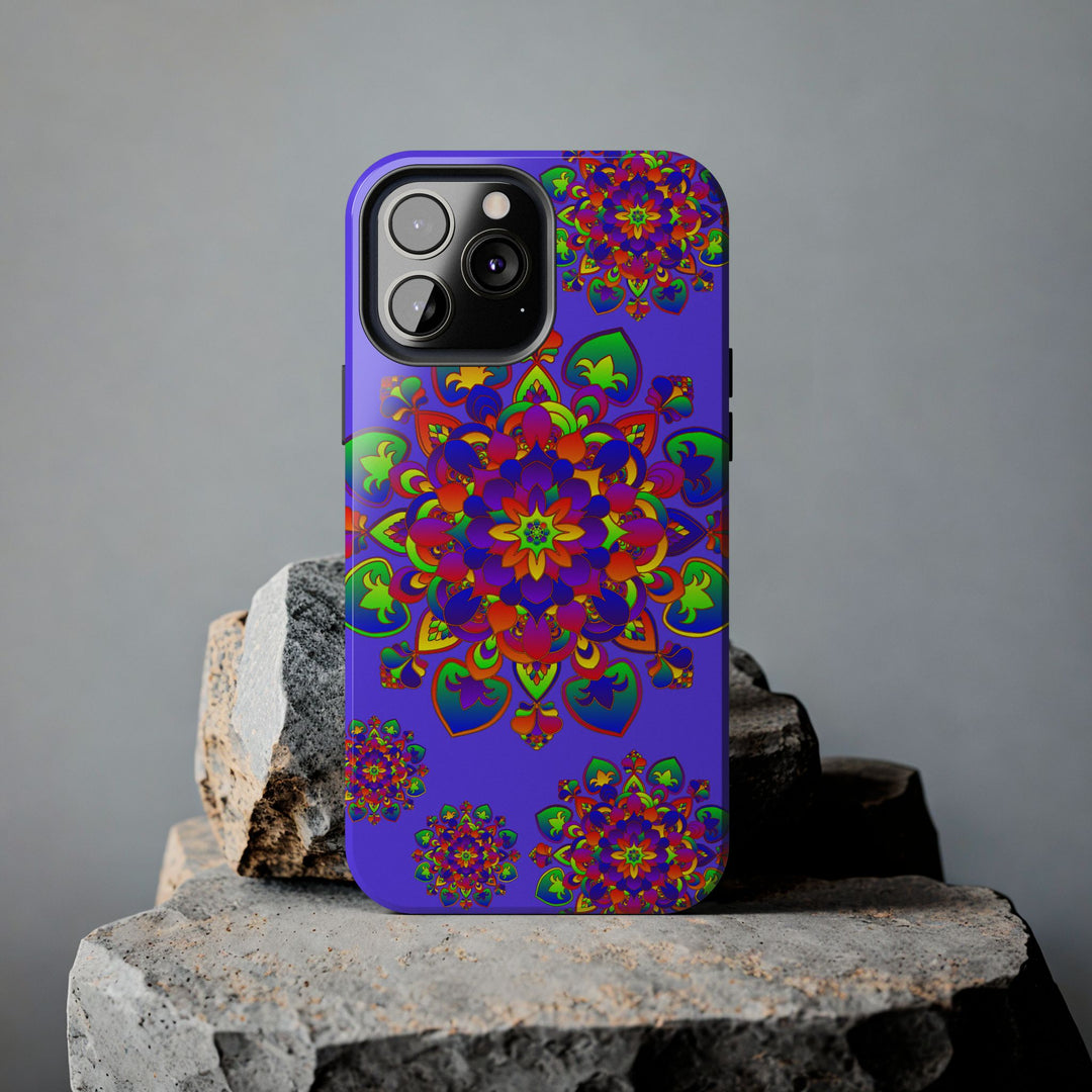 Colorful hand drawn mandala rainbow design phone case for protection and style