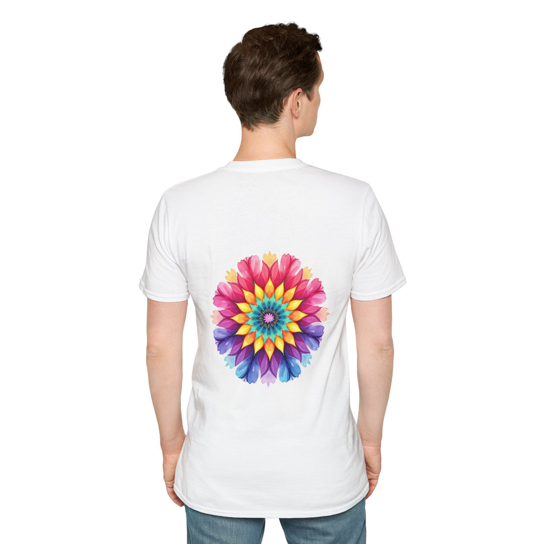 Colorful floral mandala design with inspiring quote on t-shirt for women