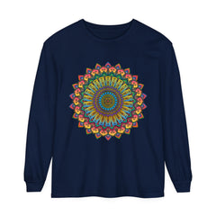 Beautiful and detailed mandala design on a unisex long sleeve t-shirt