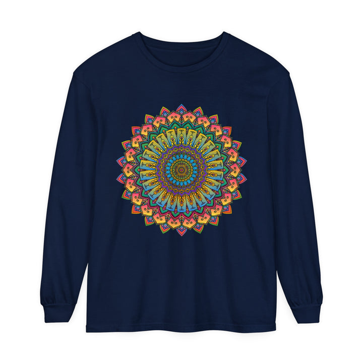 Beautiful and detailed mandala design on a unisex long sleeve t-shirt