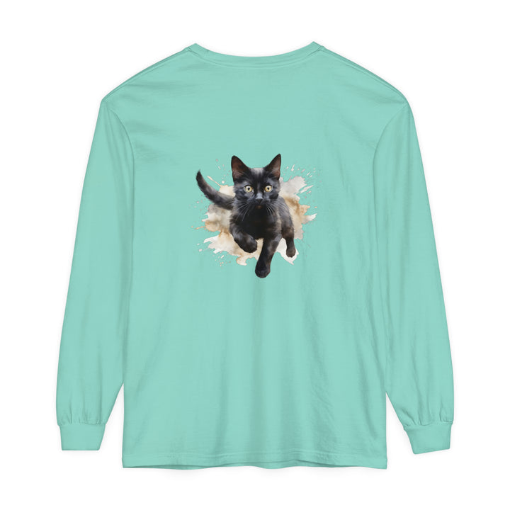 Black Cat Watercolor Splash T-Shirt featuring a vibrant and artistic cat design