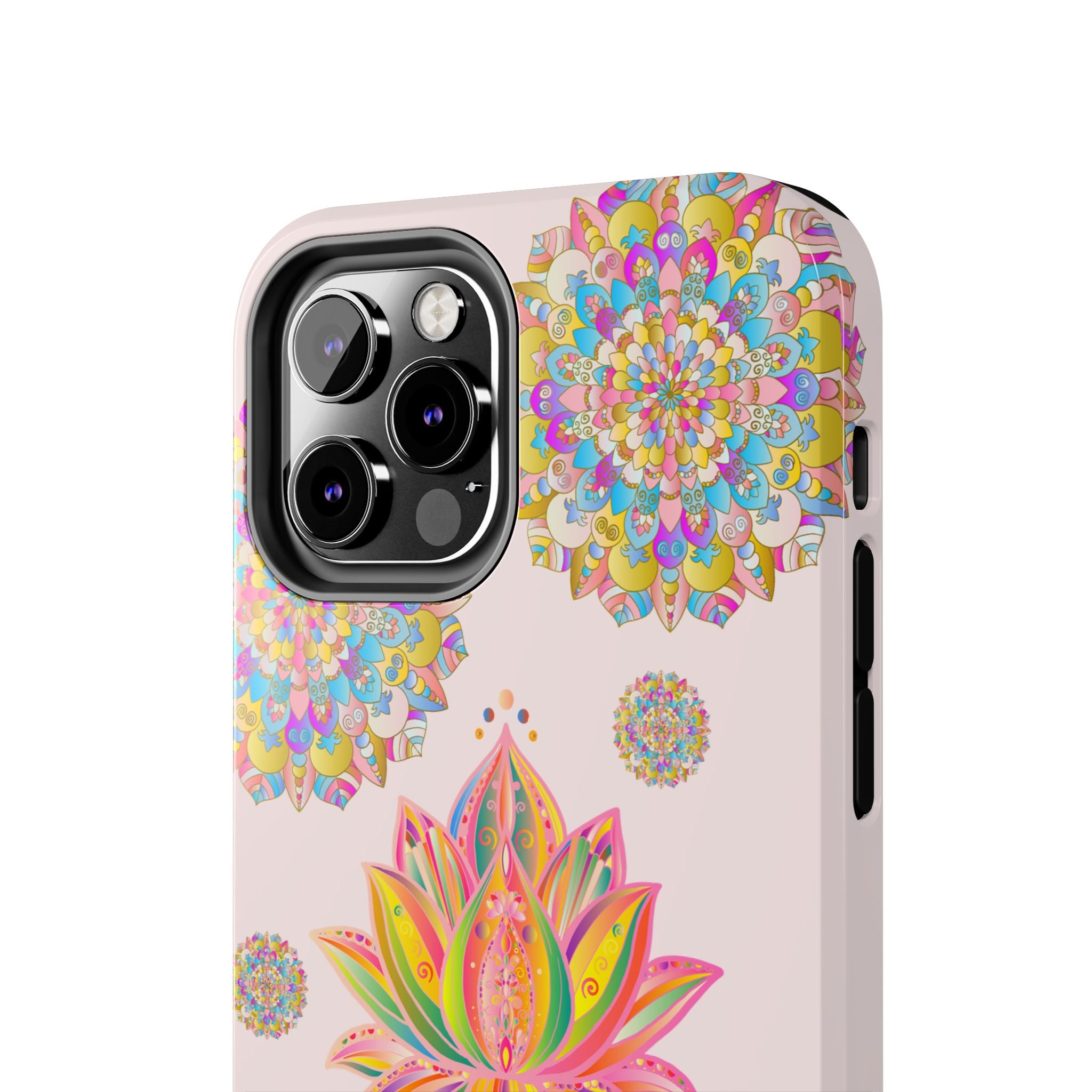 Beautiful light pink lotus flower mandala design phone case for protection