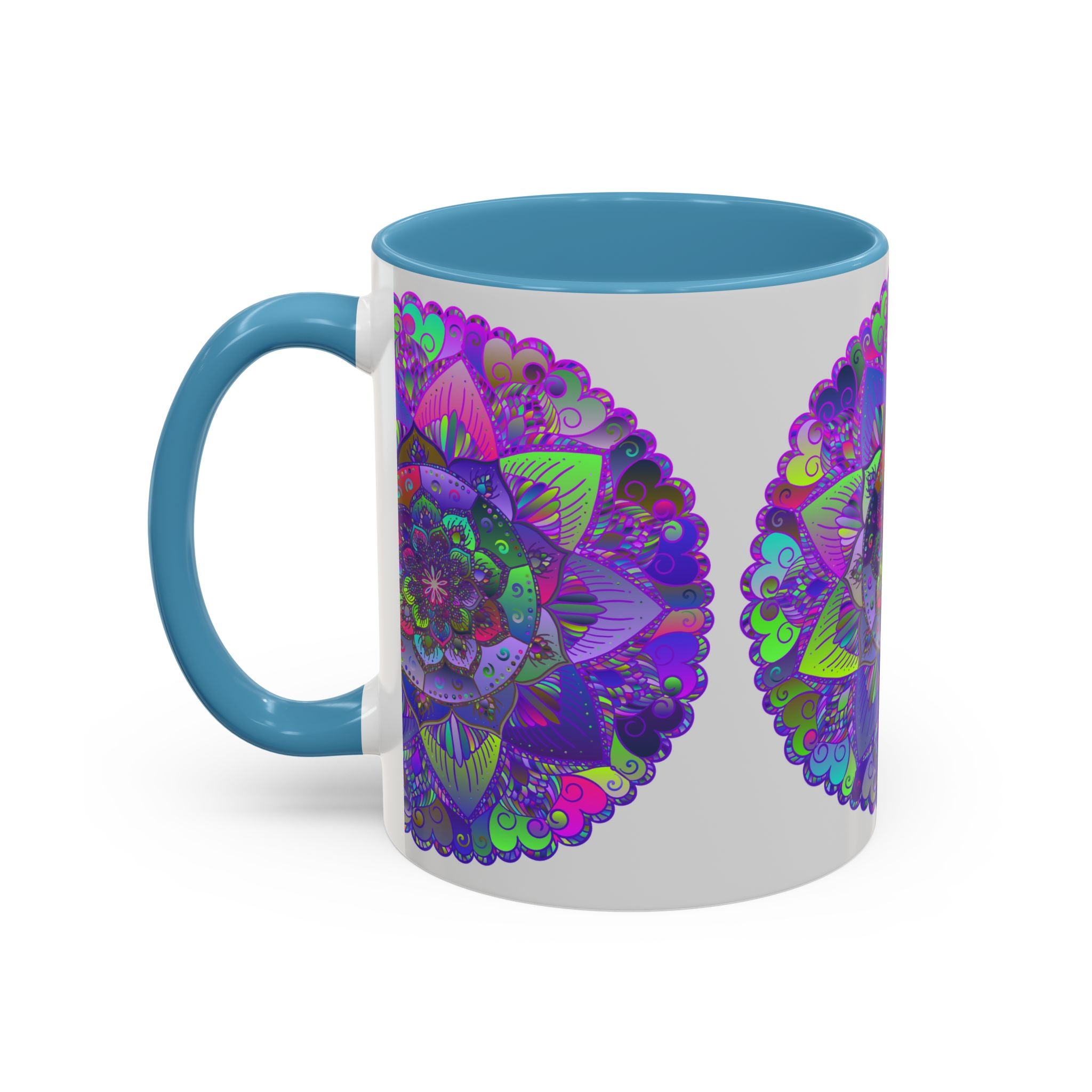 Charming light grey mug with stunning and intricate mandala art