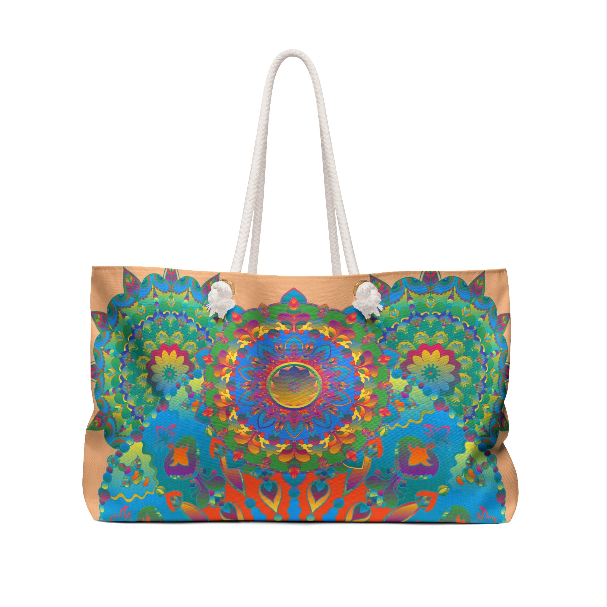 Mandala Pattern Weekender Bag in Deep Blues and Greens for Travel