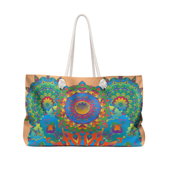 Mandala Pattern Weekender Bag in Deep Blues and Greens for Travel