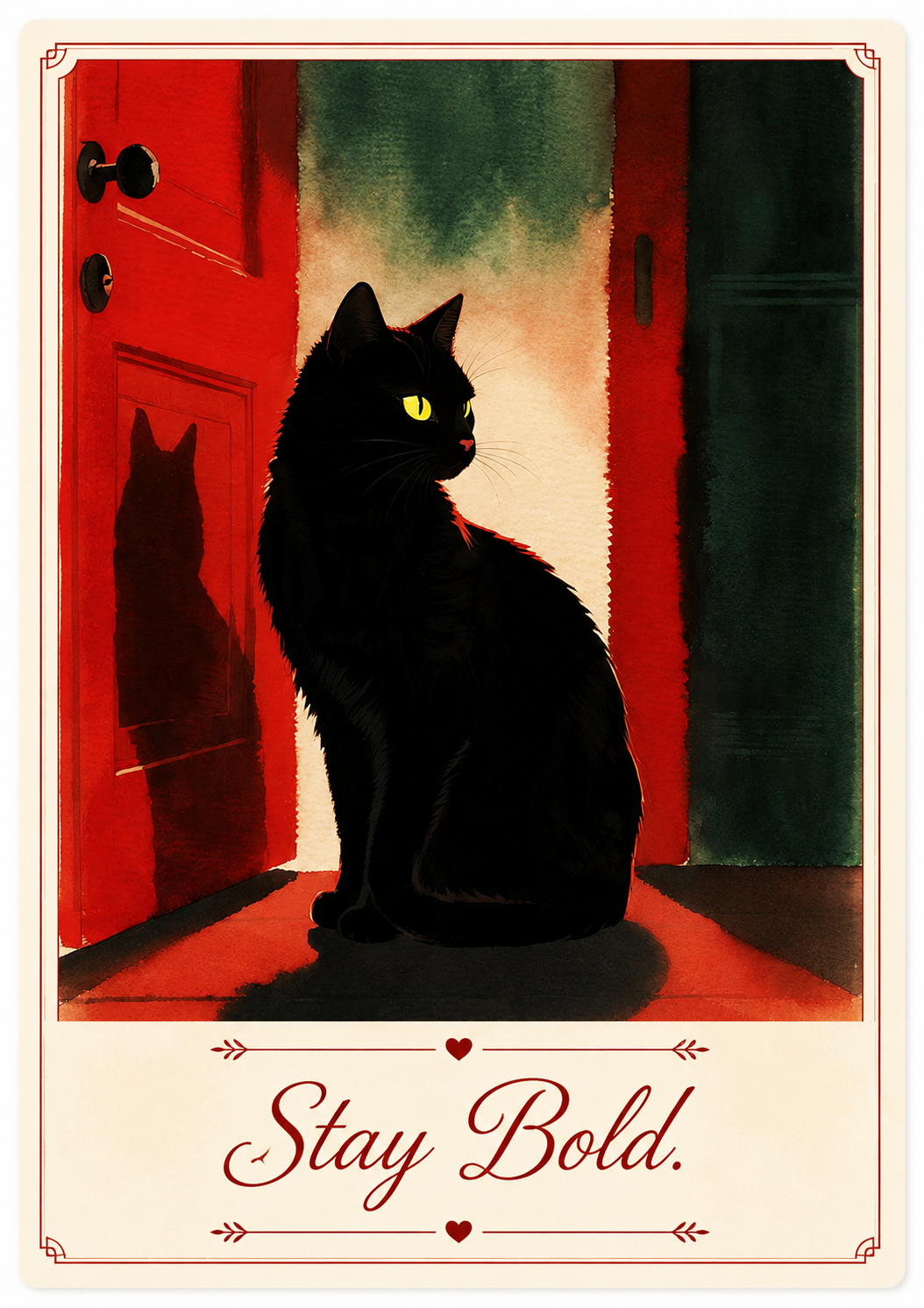 Black Cat Door Collectible Art Cards – Digital Download (PDF)