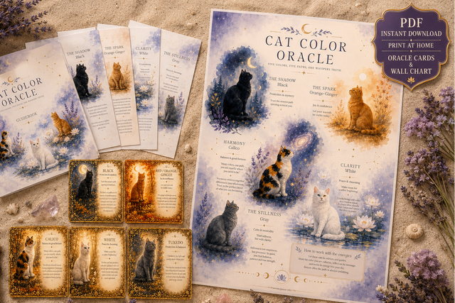 Cat Colour Meanings | Printable Oracle Card Deck & Wall Chart