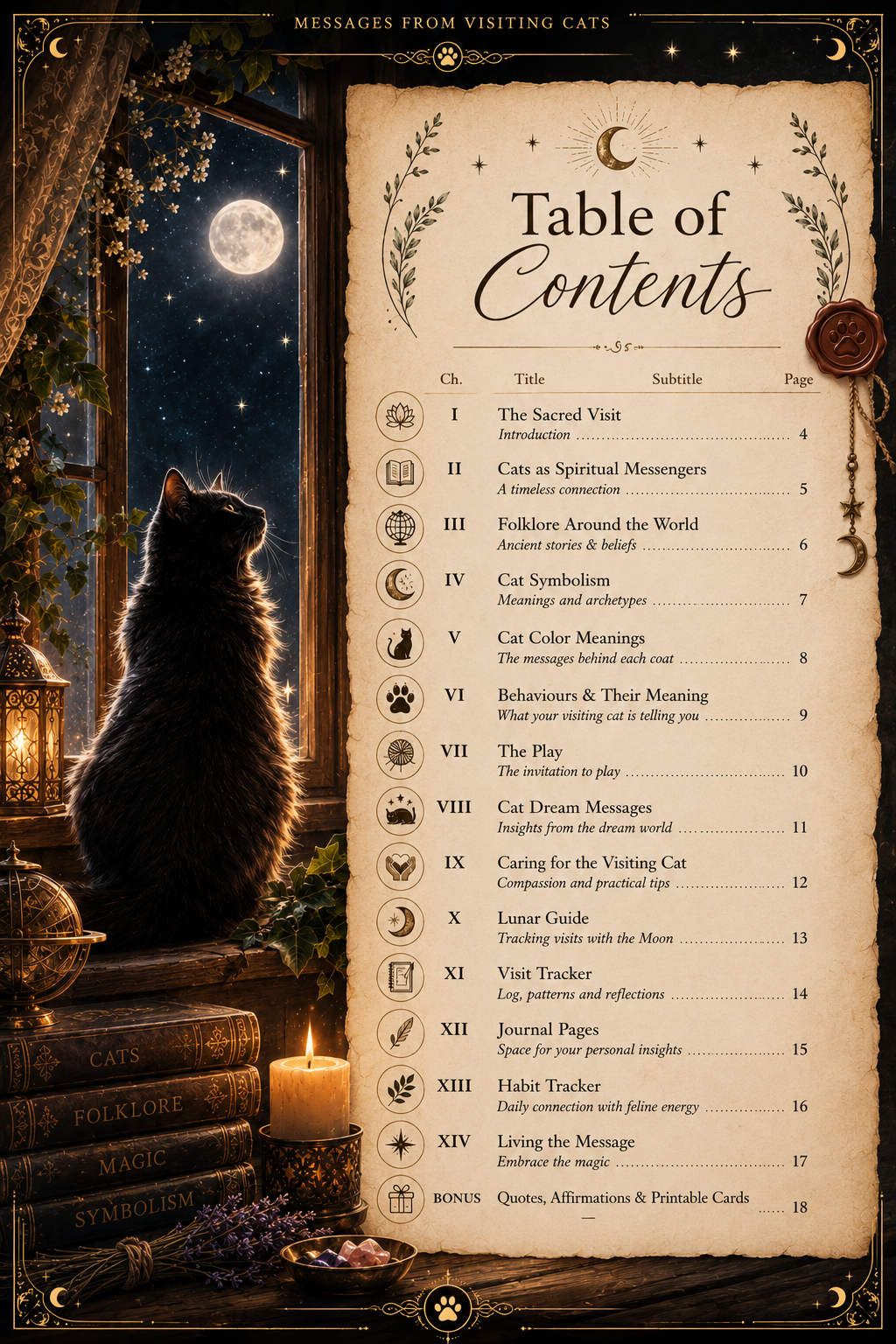 Messages from Visiting Cats — illustrated Journal for Cat Lovers (PDF Download - 22 Pages)