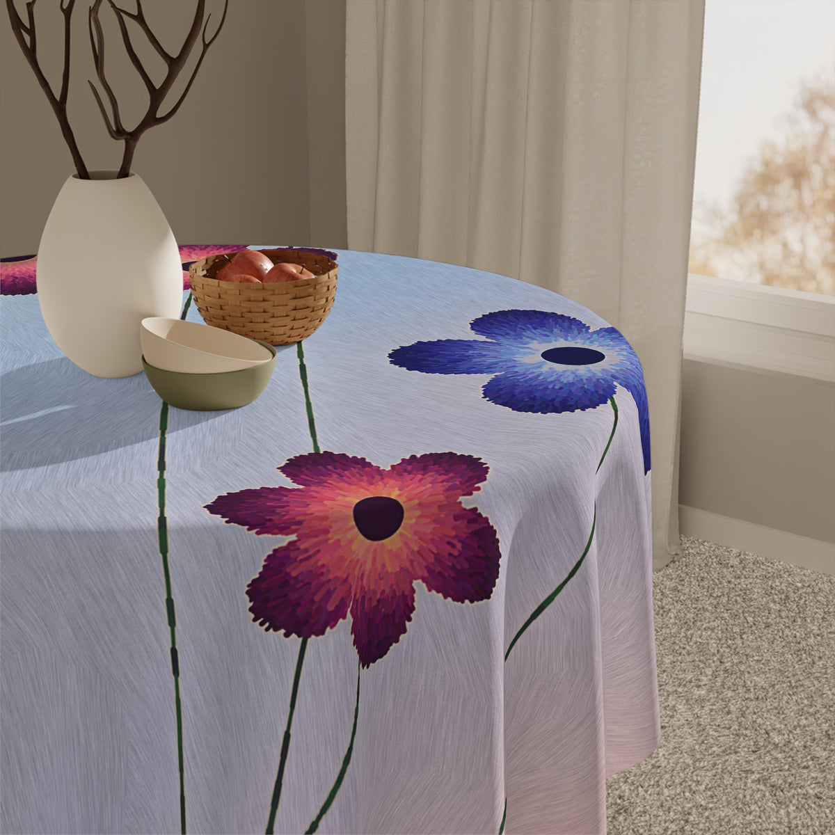Bunte Tischdecke mit Wildblumenmuster