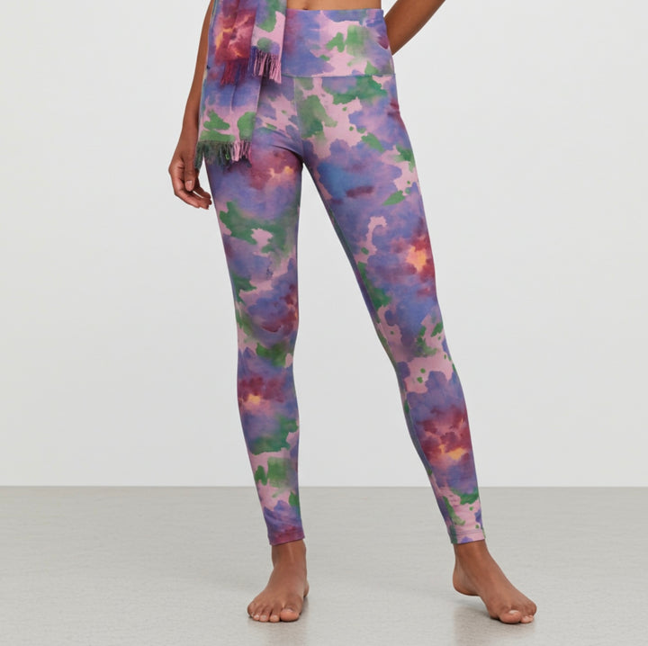 Watercolor Flower Yoga Leggings – Artistic Activewear for Gym & Pilates
