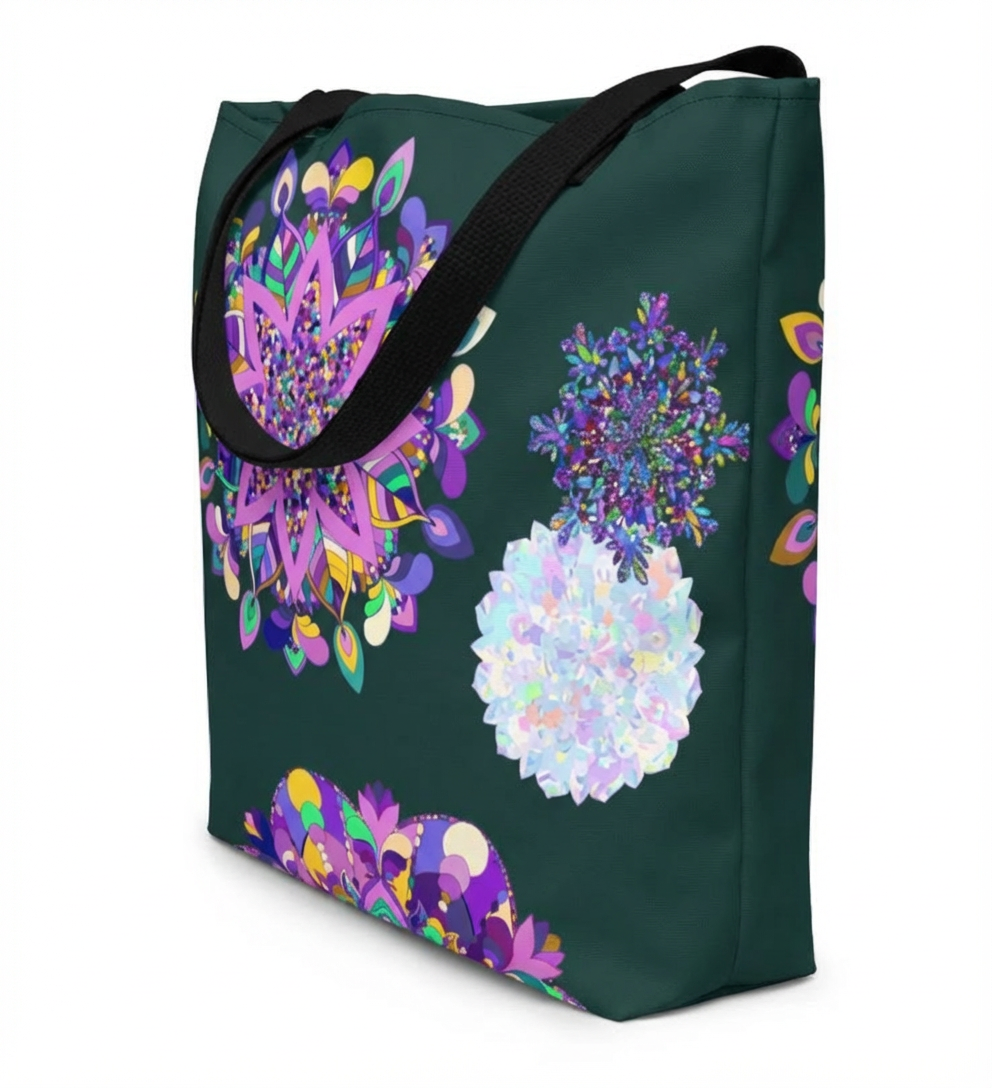 Mandala Inspired Tote Bag with Rich Jewel Tones and Elegance