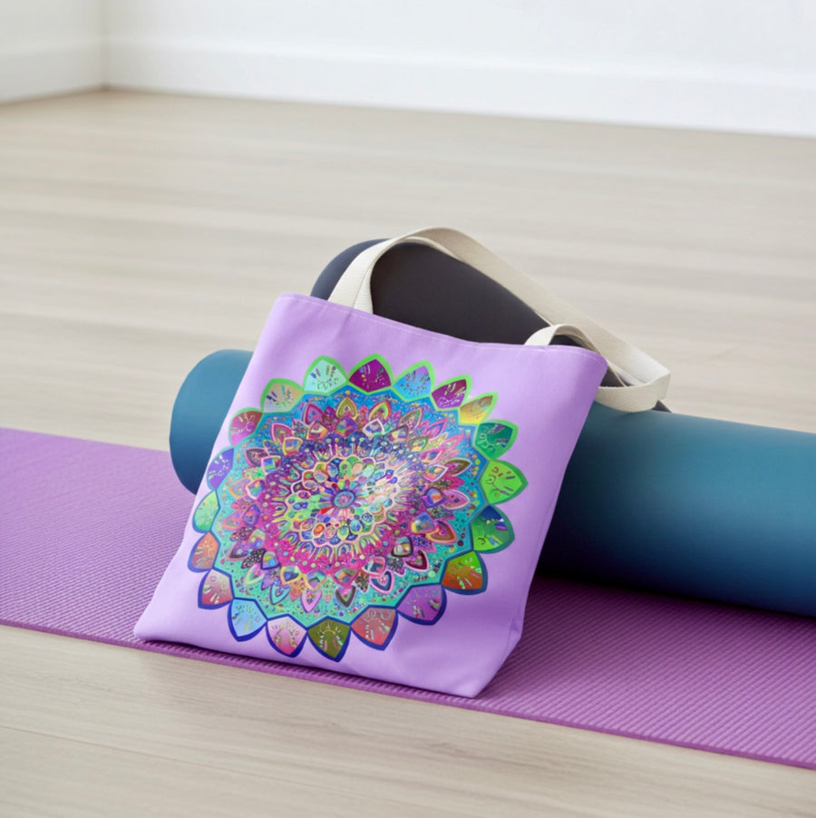 Sunburst Mandala Tote – Color Explosion on Canvas