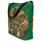 Boho Mandala Tote Bag — Green Floral Pattern AOP Shopper