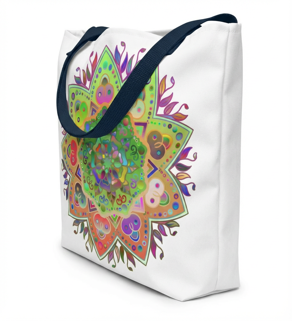Mandala Art Tote Bag With Playful Swirls Of Colorful Patterns