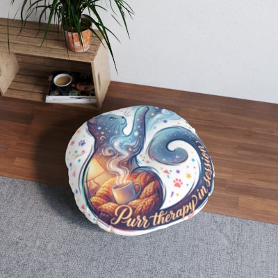 Purr Therapy Double-Exposure Cat Floor Pillow