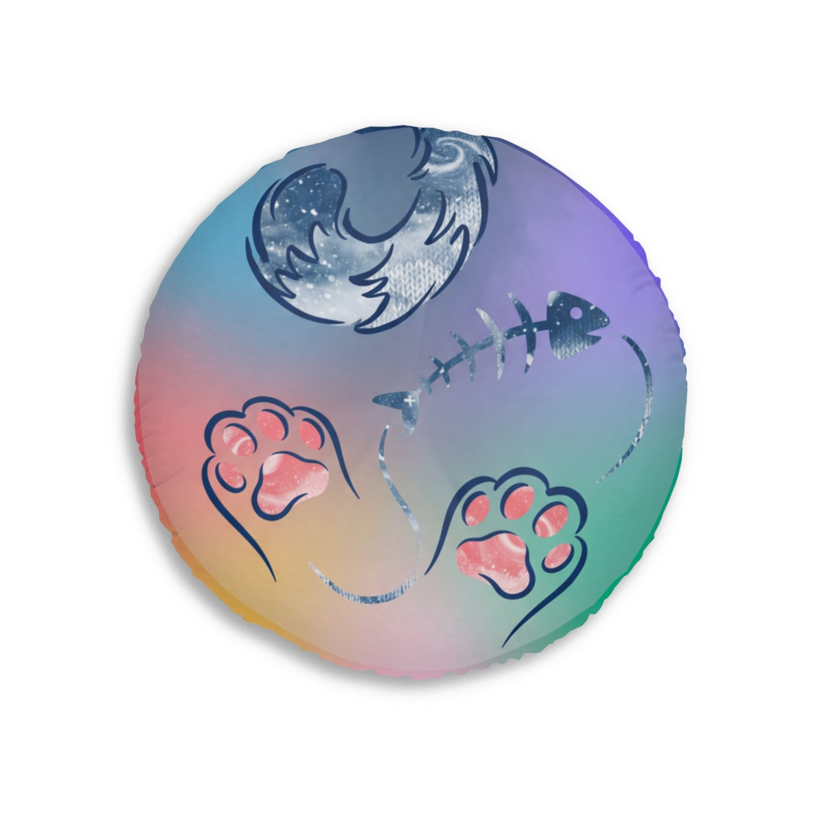 Purr Therapy Double-Exposure Cat Floor Pillow