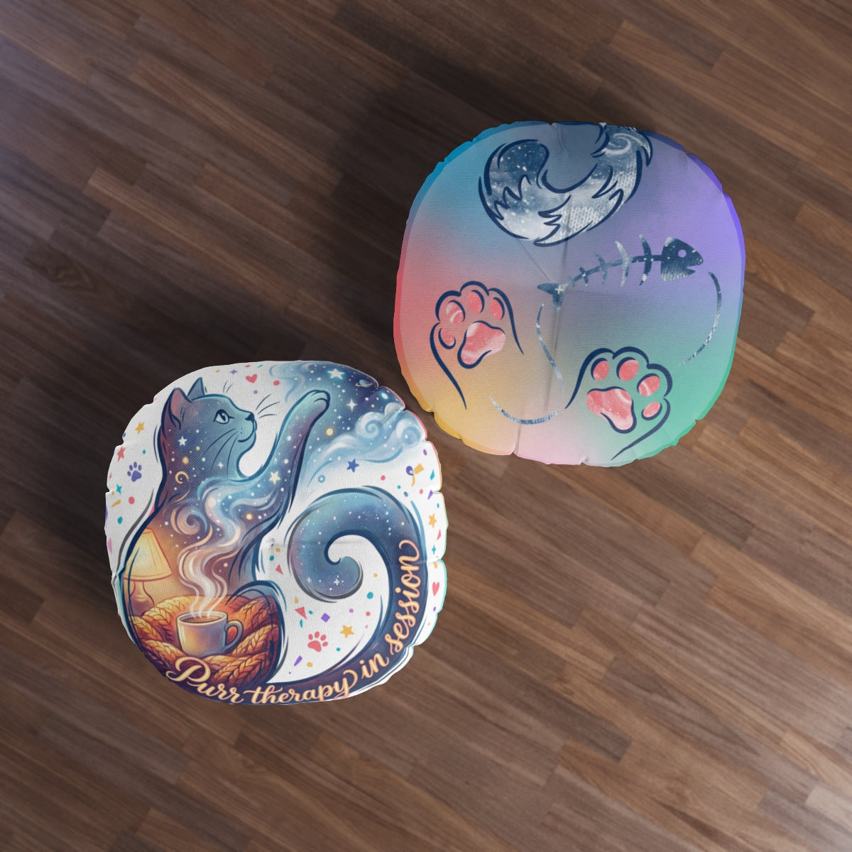 Purr Therapy Double-Exposure Cat Floor Pillow