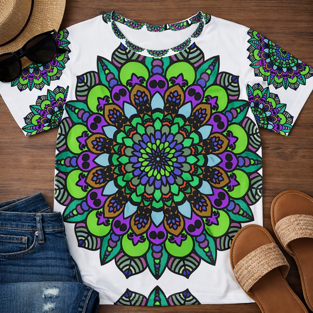 Vivid Green and Purple Mandala Women's Tee for Tranquility