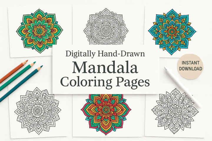Printable Mandala Coloring Book Vol. 11 — 19 PDF Digital Pages • Digitally Hand-drawn art