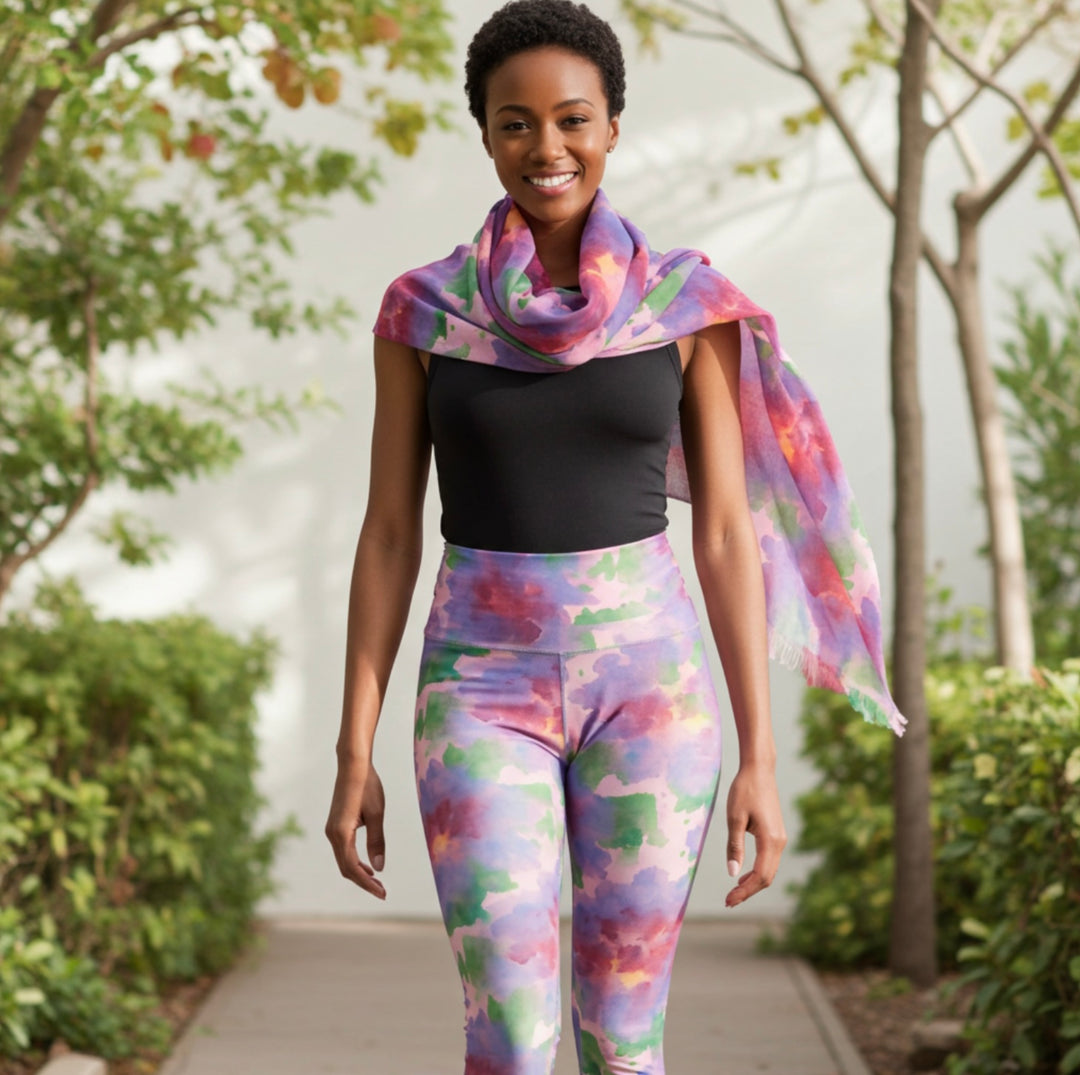 Watercolor Leggings & Scarf Set – Matching Artistic Women’s Outfit