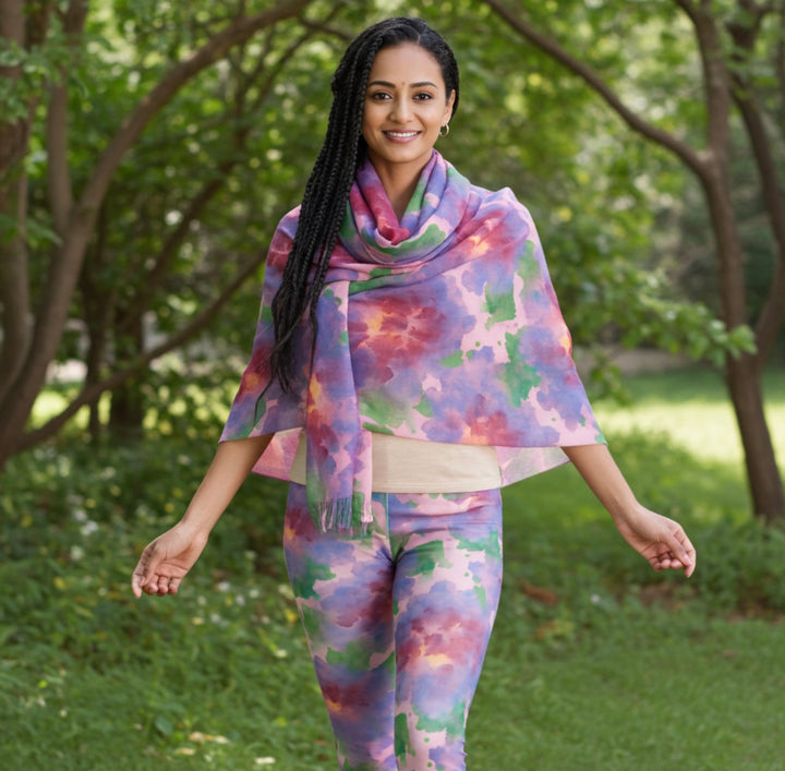 Watercolor Leggings & Scarf Set – Matching Artistic Women’s Outfit