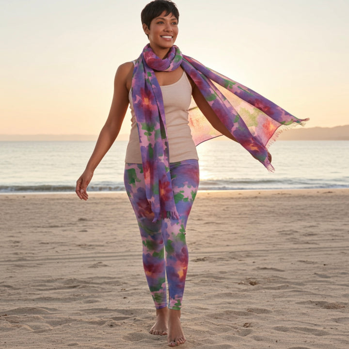Watercolor Leggings & Scarf Set – Matching Artistic Women’s Outfit