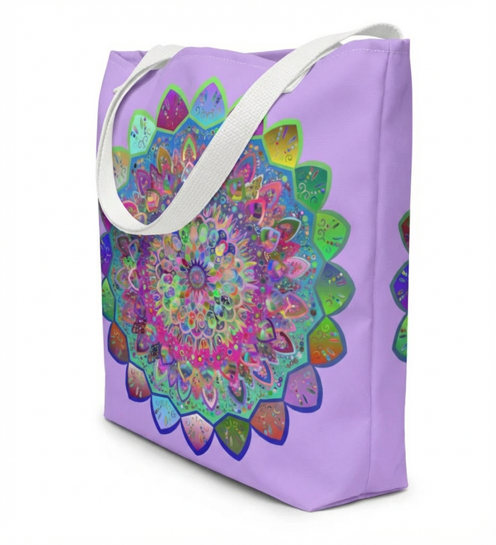 Borsa Mandala Sunburst – Esplosione di colori su tela