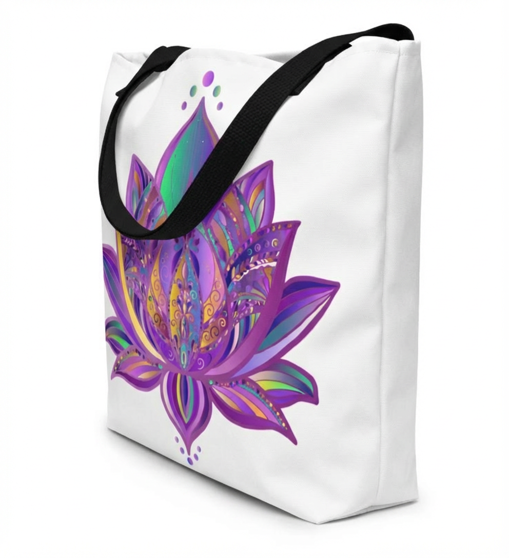 Lotus Blossom Tote Bag in Purple - Artful Style for Every Occasion
