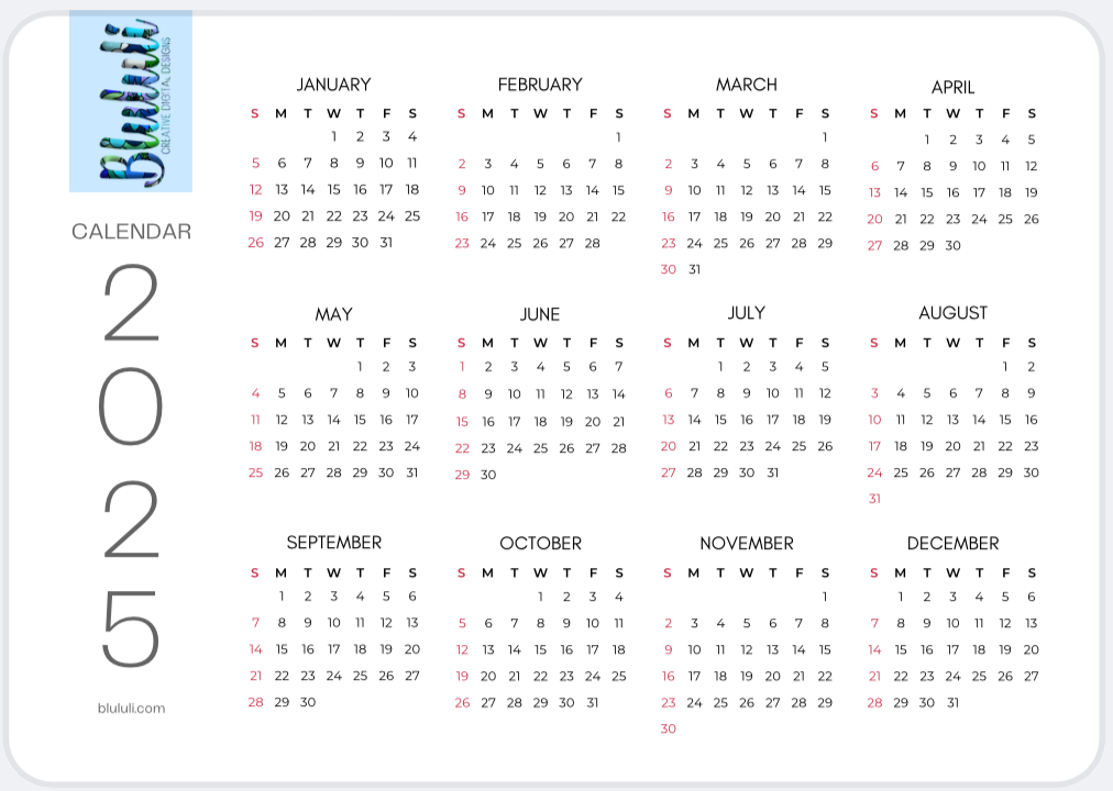 Printable 2025 calendar with customizable options and personalized events