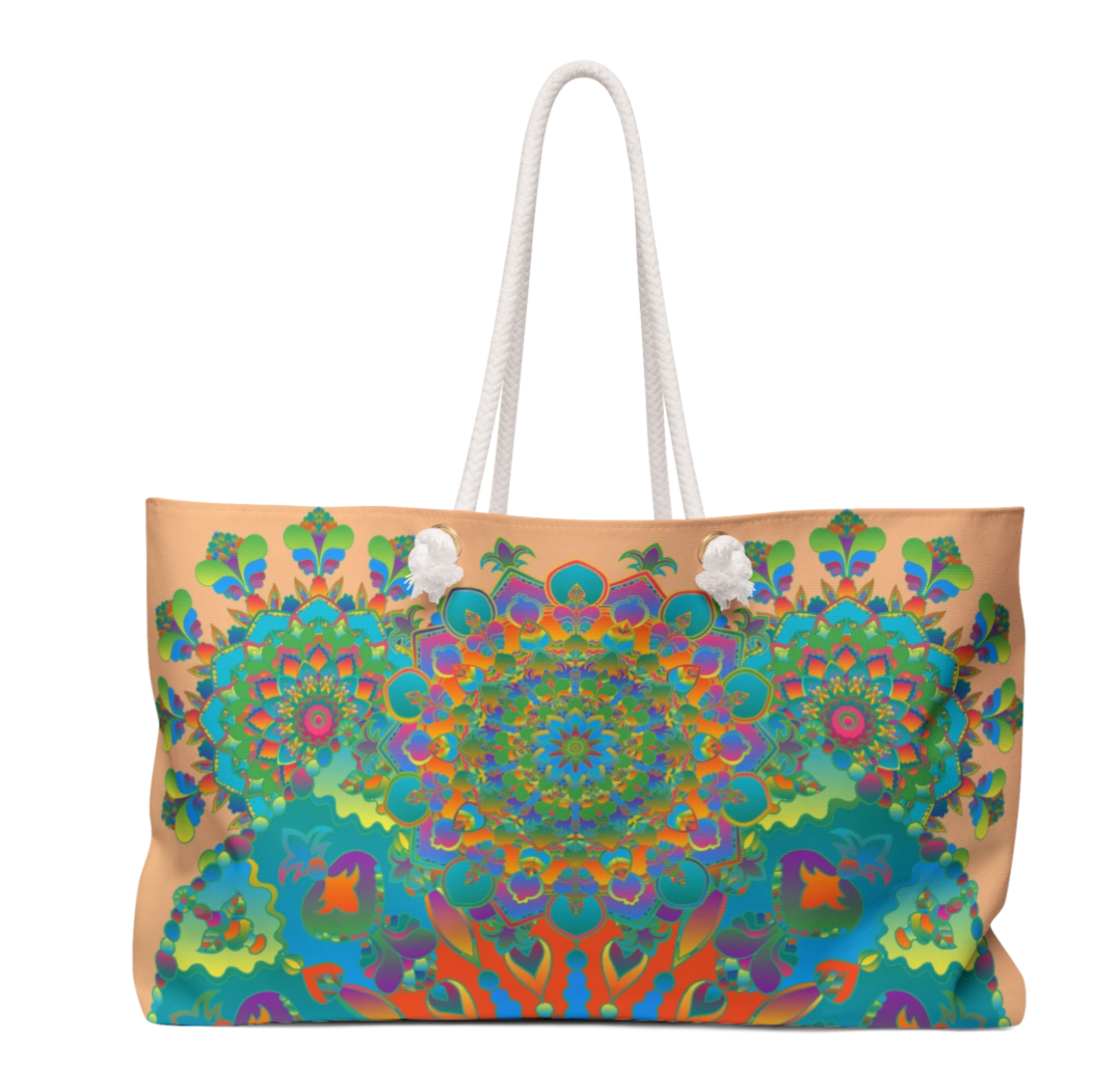 Borsa da weekend Mandala vibrante - Perfetta per viaggi e festival