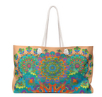Mandala Pattern Weekender Bag in Deep Blues and Greens for Travel