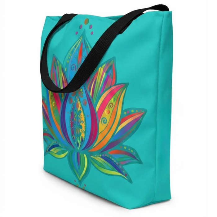 Borsa a tracolla Sky Lotus - Borsa a tracolla floreale blu azzurro da donna