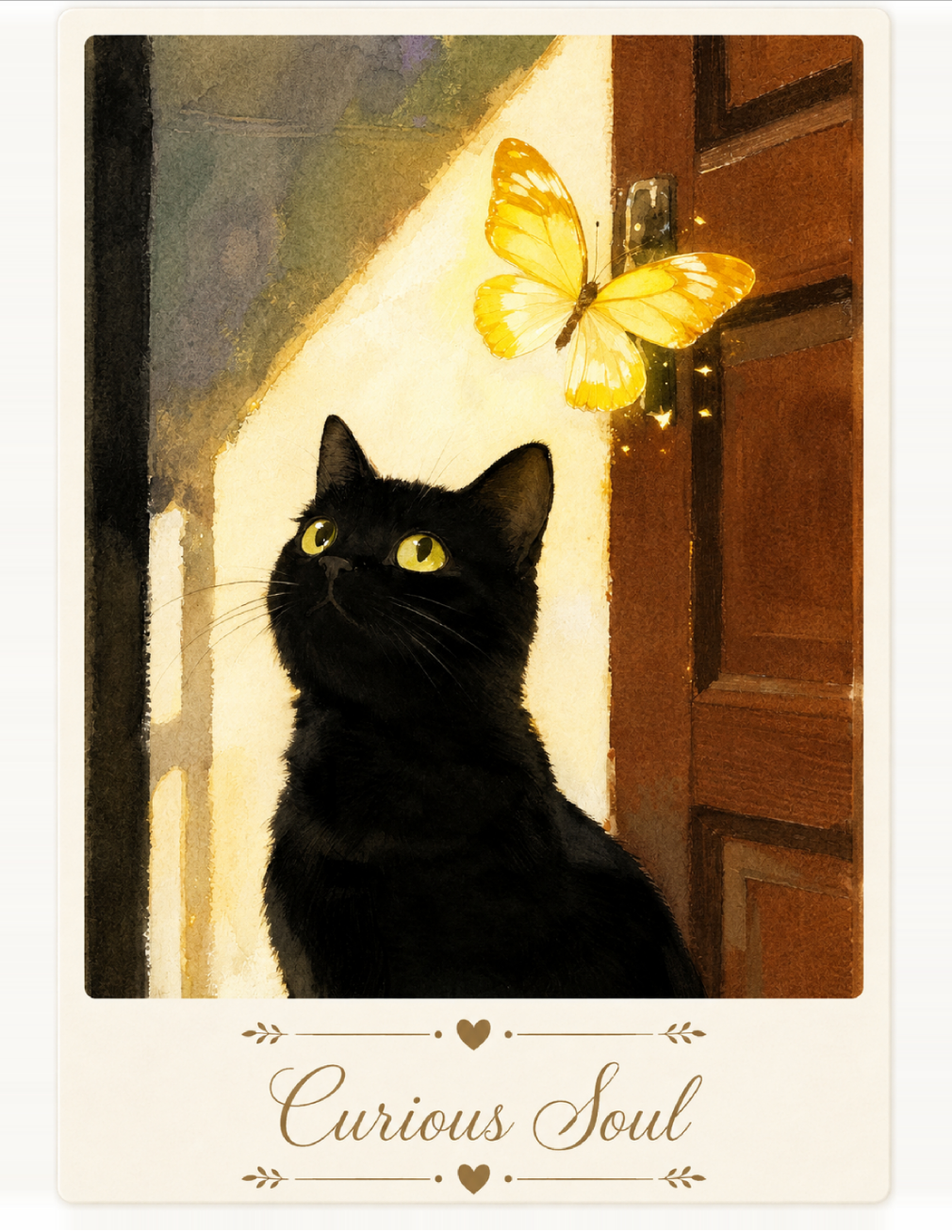 Black Cat Door Collectible Art Cards – Digital Download (PDF)
