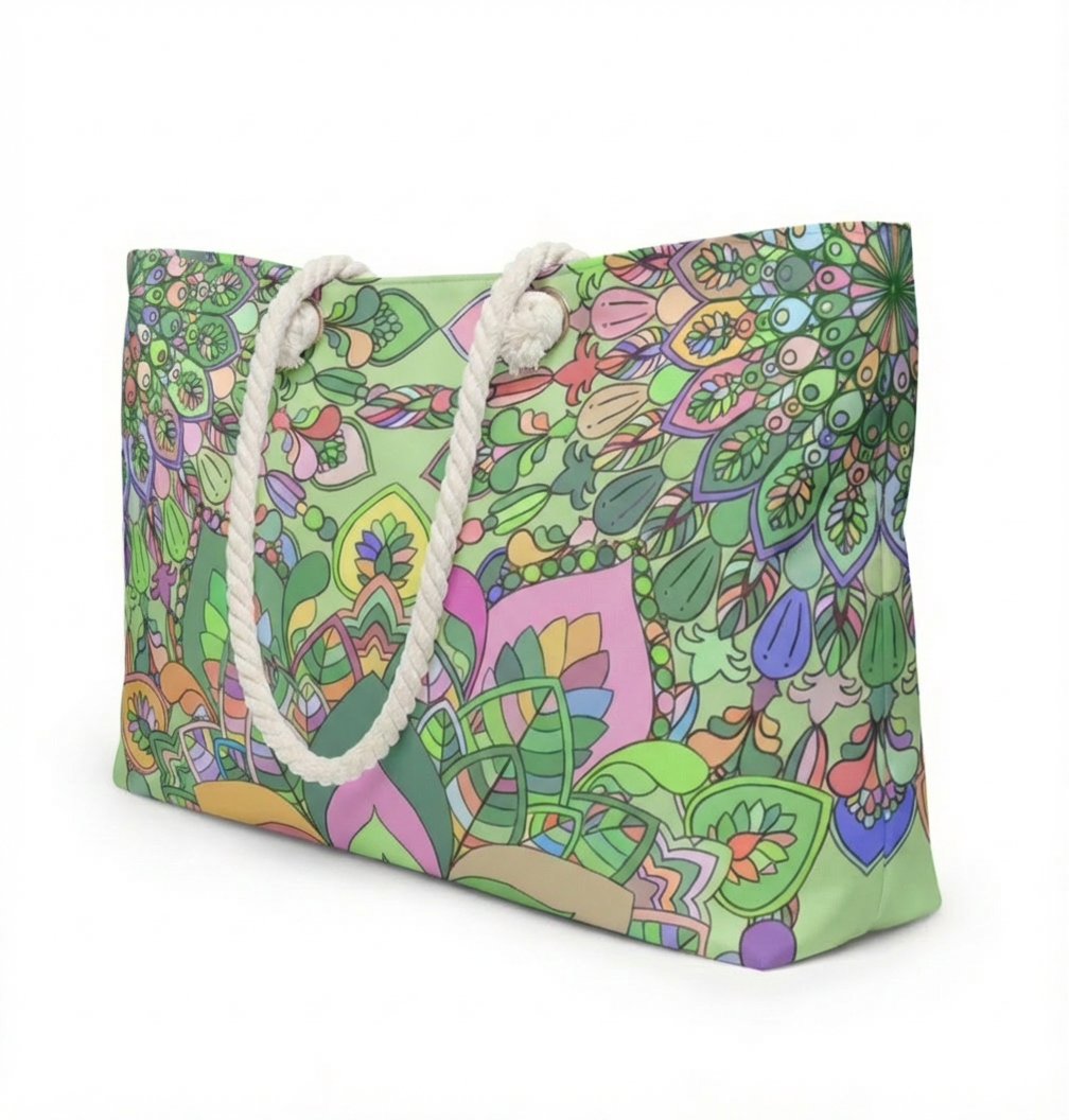 Borsa da weekend ispirata al mandala in tenui colori pastello per l'avventura
