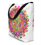 Mandala Inspired Art Tote Bag in Bright Multicolor Palette