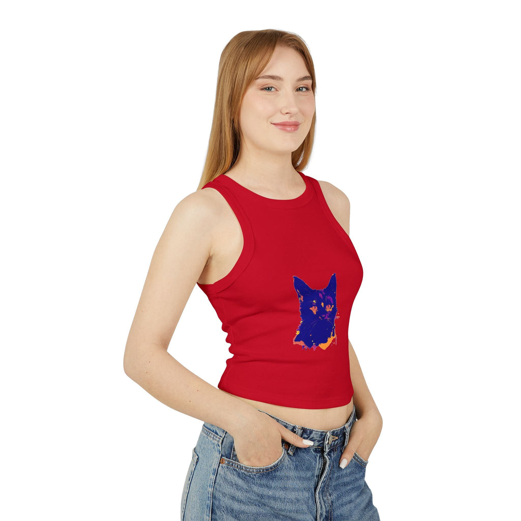 Abstract Blue Cat Watercolor Racerback Tank Top Tank Top - Blululi