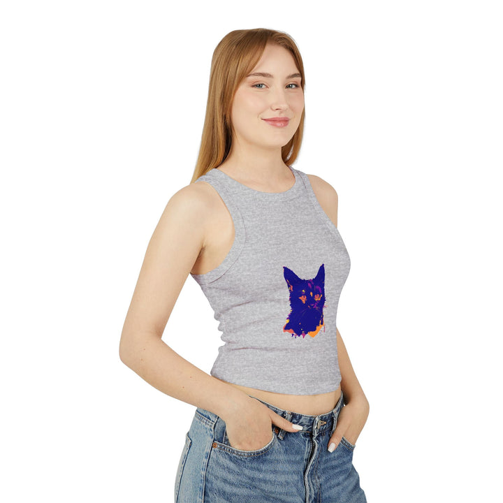 Abstract Blue Cat Watercolor Racerback Tank Top Tank Top - Blululi