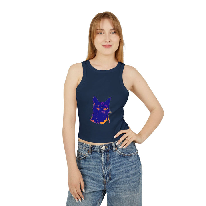 Abstract Blue Cat Watercolor Racerback Tank Top Tank Top - Blululi