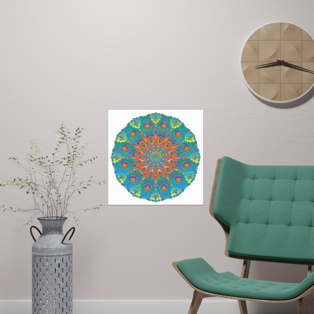 Abstract Geometric Mandala Poster - Colorful Art Print Poster - Blululi