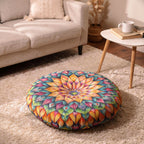 Cuscino da pavimento con design a mandala - Incantevole cuscino dai colori vivaci