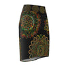 All Over Prints - Women's Pencil Skirt with Hand - Drawn Mandala Design - Gold, Green & Red - Blululi All Over Prints - Blululi