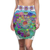 All Over Prints - Women's Pencil Skirt with Hand - Drawn Mandala Design - Light Purple, Azure & Iridescent Shades - Blululi All Over Prints - Blululi