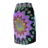 All Over Prints - Women's Pencil Skirt with Hand - Drawn Mandala Design - Light Purple, Azure & Iridescent Shades - Blululi All Over Prints - Blululi