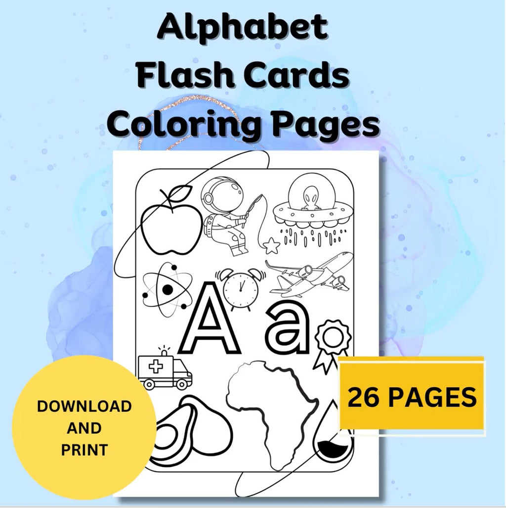 26 Alphabet-Lernkarten – Ausmalbilder zum Ausdrucken für Kinder