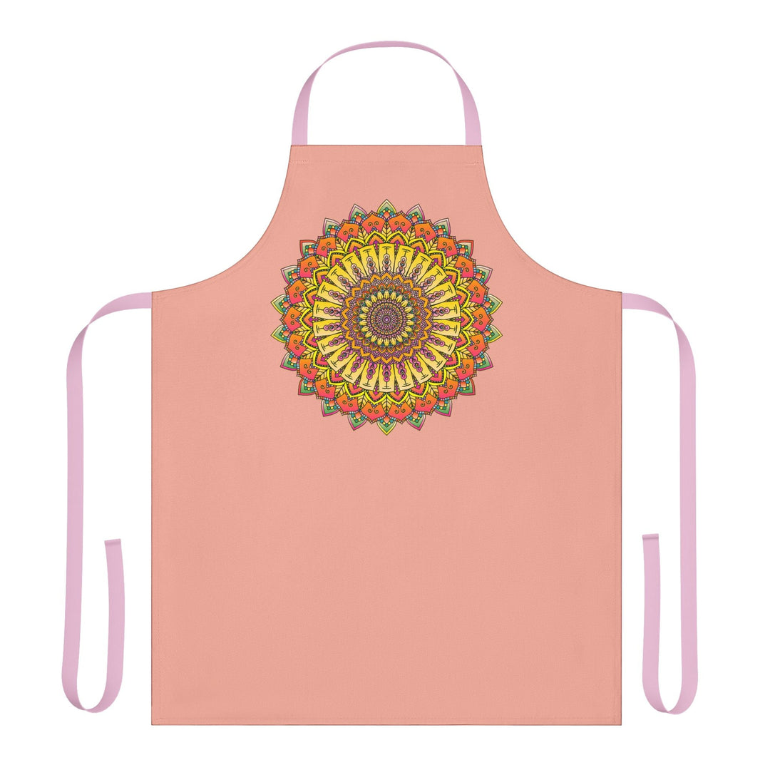 Apricot Mandala Apron - Hand - Drawn Art All Over Prints - Blululi