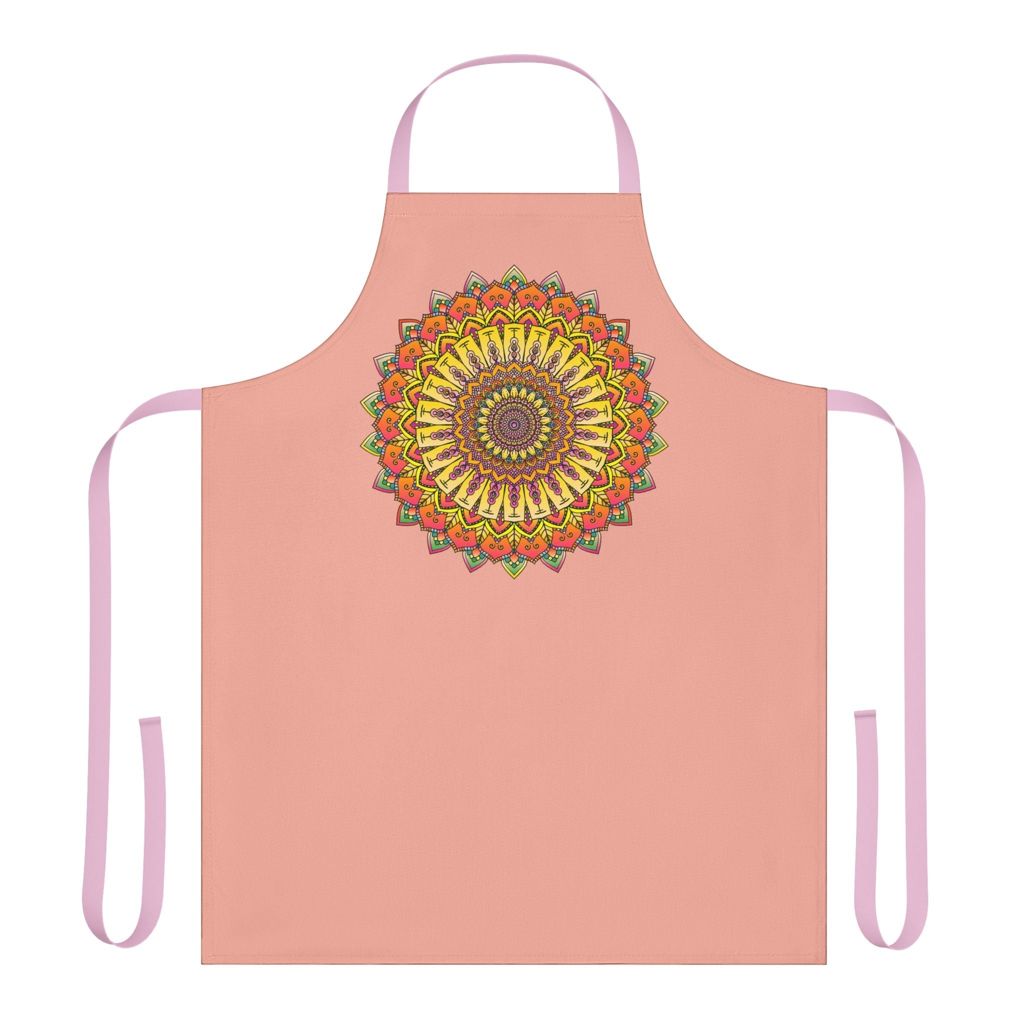 Apricot Mandala Apron - Hand - Drawn Art All Over Prints - Blululi