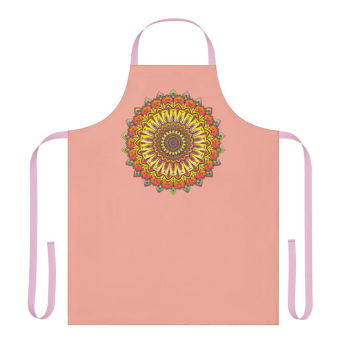 Apricot Mandala Apron - Hand - Drawn Art All Over Prints - Blululi